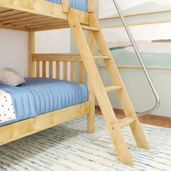 GOTIT NS : Classic Bunk Beds Twin Medium Bunk Bed with Angled Ladder on Front, Slat, Natural