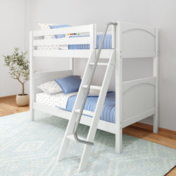 GOTIT WP : Bunk Bed Twin Medium Bunk Bed with Angled Ladder on Front, Panel, White