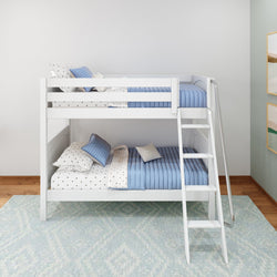 GOTIT WP : Bunk Bed Twin Medium Bunk Bed with Angled Ladder on Front, Panel, White