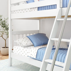 GOTIT WS : Bunk Bed Twin Medium Bunk Bed with Angled Ladder on Front, Slat, White