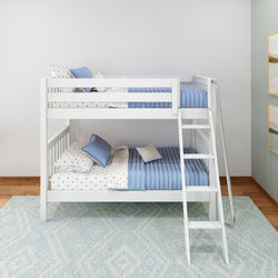 GOTIT WS : Bunk Bed Twin Medium Bunk Bed with Angled Ladder on Front, Slat, White