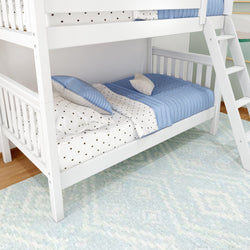 GOTIT WS : Classic Bunk Beds Twin Medium Bunk Bed with Angled Ladder on Front, Slat, White