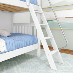 GOTIT WS : Bunk Bed Twin Medium Bunk Bed with Angled Ladder on Front, Slat, White