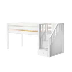 GREAT WP : Loft Bed Twin Low Loft Bed with Stairs, Panel, White