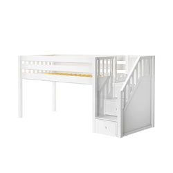 GREAT WS : Standard Loft Beds Twin Low Loft Bed with Stairs, Slat, White