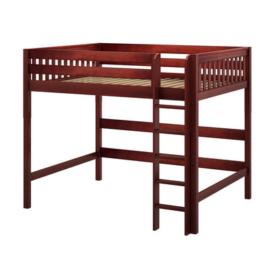 HEFTY XL CS : Loft Bed Queen High Loft Bed with Straight Ladder on Front, Slat, Chestnut