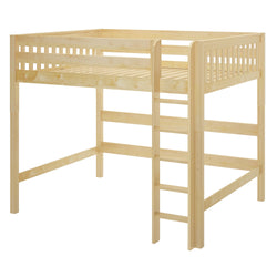 HEFTY XL NS : Loft Bed Queen High Loft Bed with Straight Ladder on Front, Slat, Natural