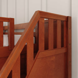 HERO CP : Play Loft Beds Twin Mid Loft Bed with Stairs + Slide, Panel, Chestnut