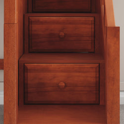 HERO CP : Play Loft Beds Twin Mid Loft Bed with Stairs + Slide, Panel, Chestnut