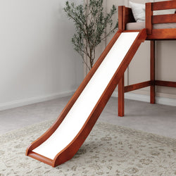 HERO CP : Loft Bed Twin Mid Loft Bed with Stairs + Slide, Panel, Chestnut