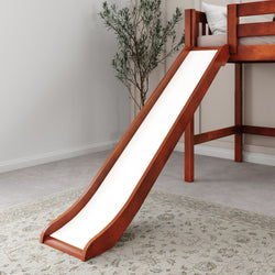 HERO CS : Loft Bed Twin Mid Loft Bed with Stairs + Slide, Slat, Chestnut