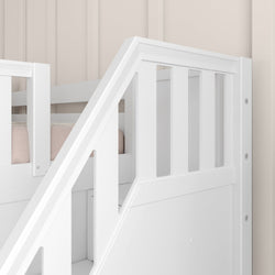 HERO WS : Play Loft Beds Twin Mid Loft Bed with Stairs + Slide, Slat, White