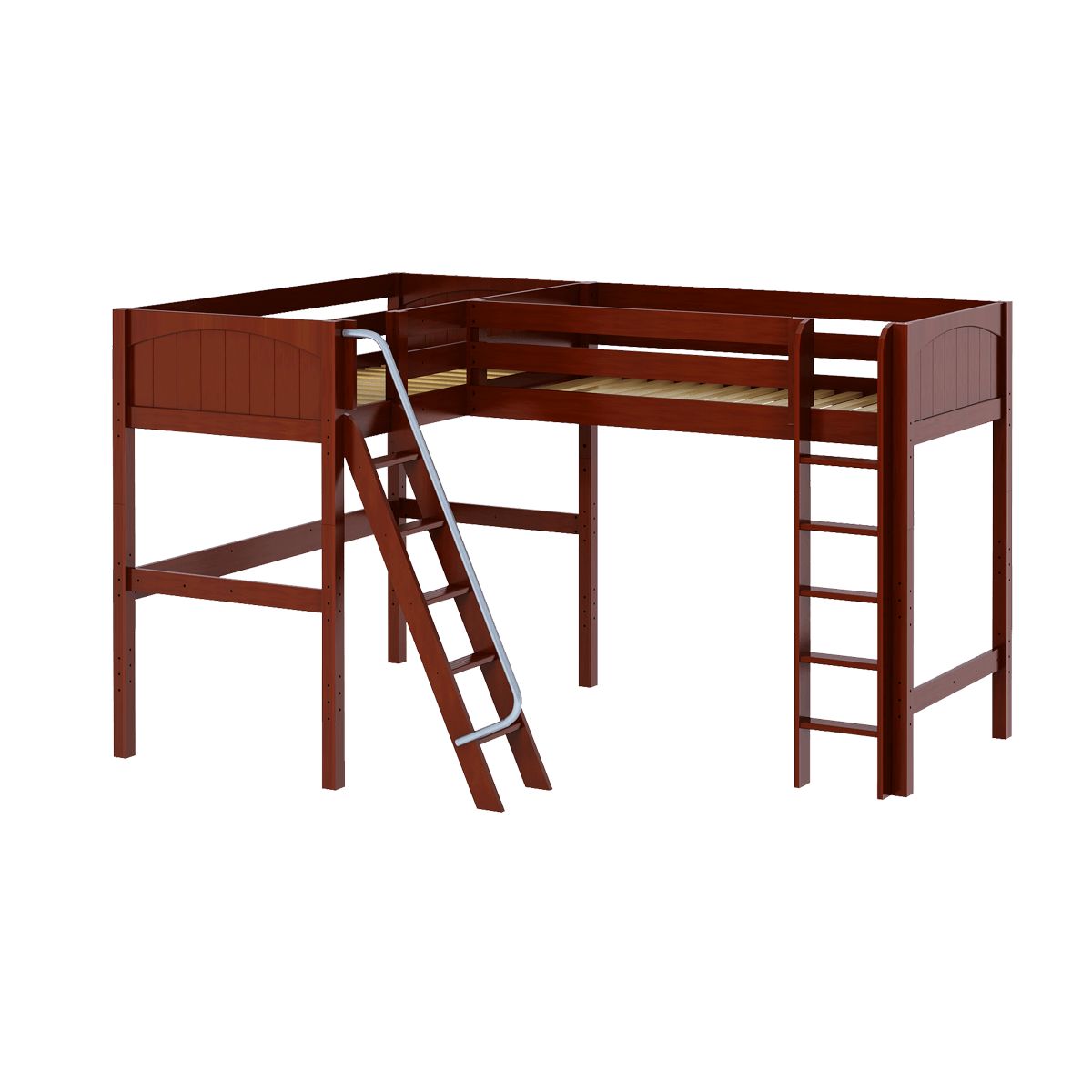 HIGHRISE CP : Corner Loft Bed Twin High Corner Loft Bed, Panel, Chestnut