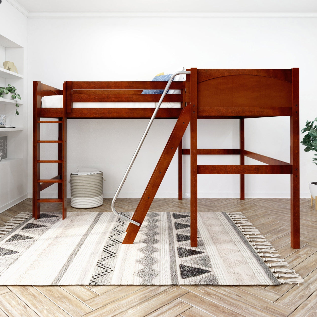 HIGHRISE CP : Corner Loft Beds Twin High Corner Loft Bed, Panel, Chestnut