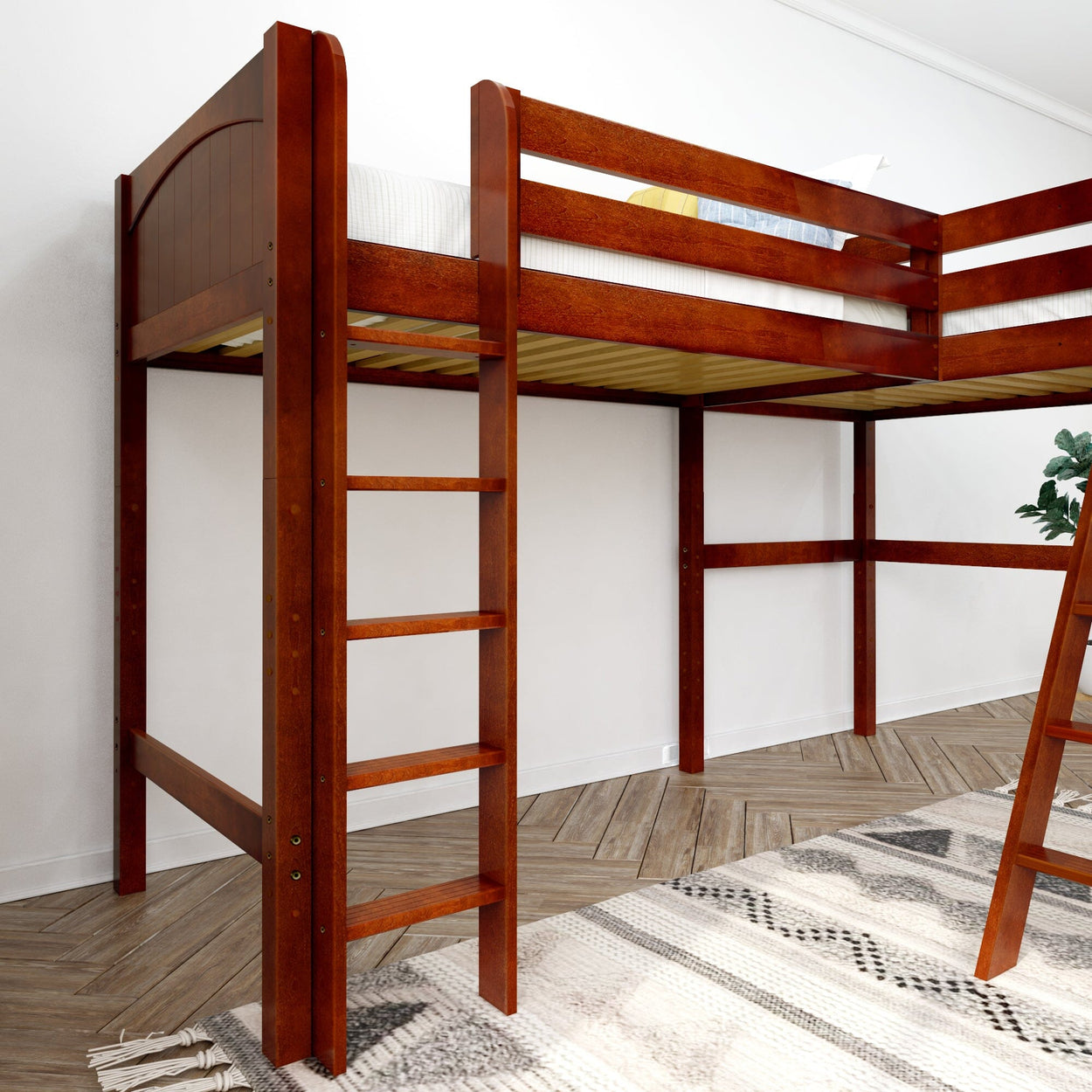 HIGHRISE CP : Corner Loft Beds Twin High Corner Loft Bed, Panel, Chestnut