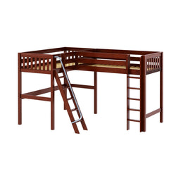 HIGHRISE CS : Corner Loft Beds Twin High Corner Loft Bed, Slat, Chestnut