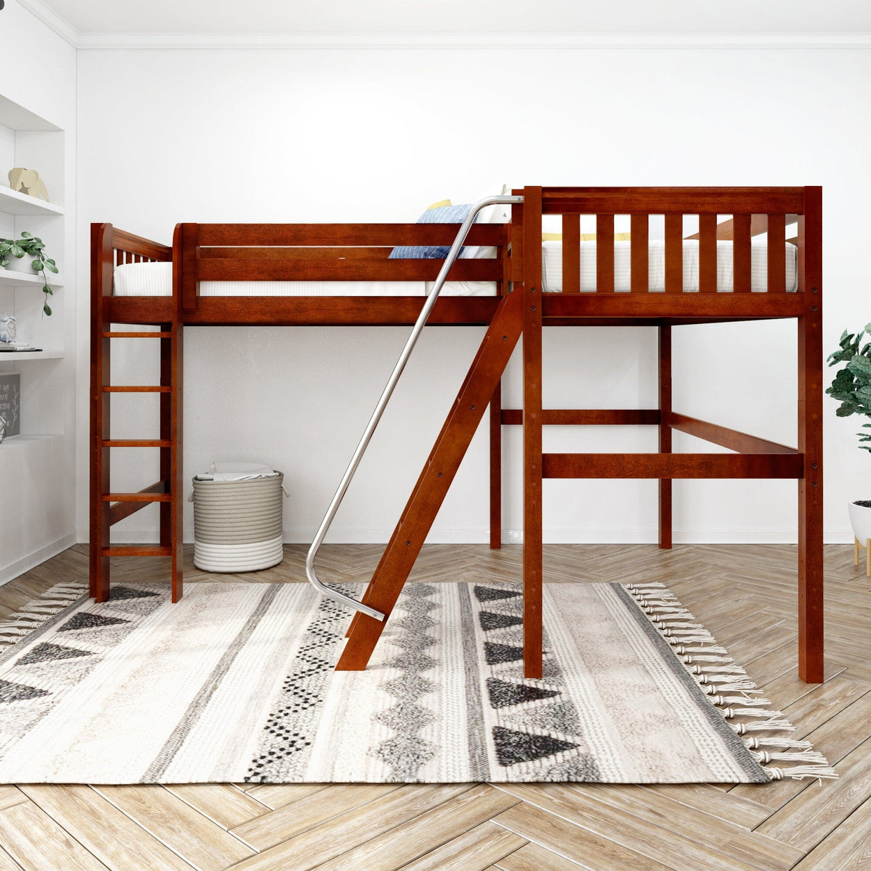 HIGHRISE CS : Corner Loft Beds Twin High Corner Loft Bed, Slat, Chestnut