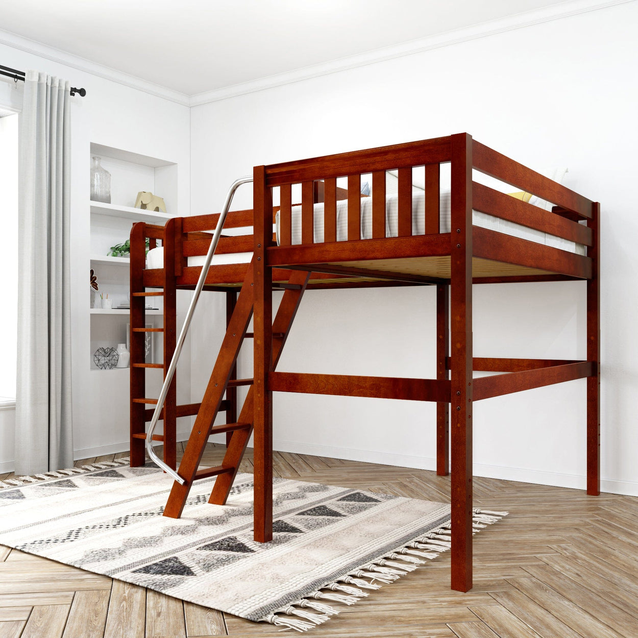 HIGHRISE CS : Corner Loft Beds Twin High Corner Loft Bed, Slat, Chestnut