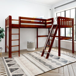 HIGHRISE CS : Corner Loft Bed Twin High Corner Loft Bed, Slat, Chestnut