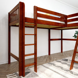 HIGHRISE CS : Corner Loft Beds Twin High Corner Loft Bed, Slat, Chestnut