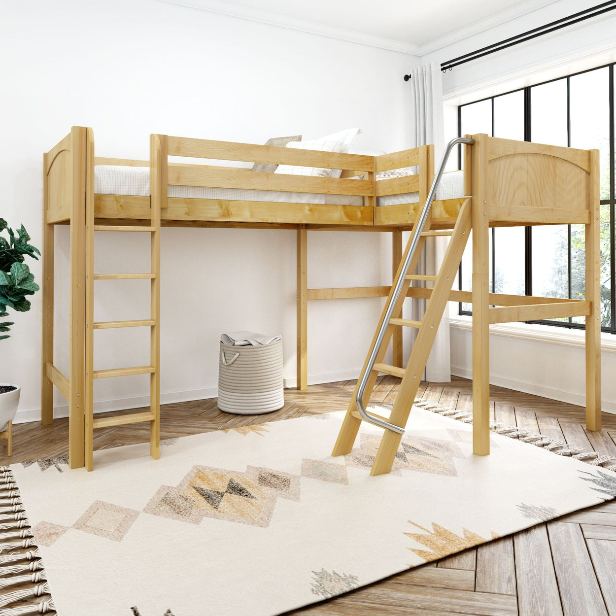 HIGHRISE NS : Corner Loft Beds Twin High Corner Loft Bed, Slat, Natural