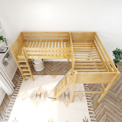 HIGHRISE NS : Corner Loft Beds Twin High Corner Loft Bed, Slat, Natural