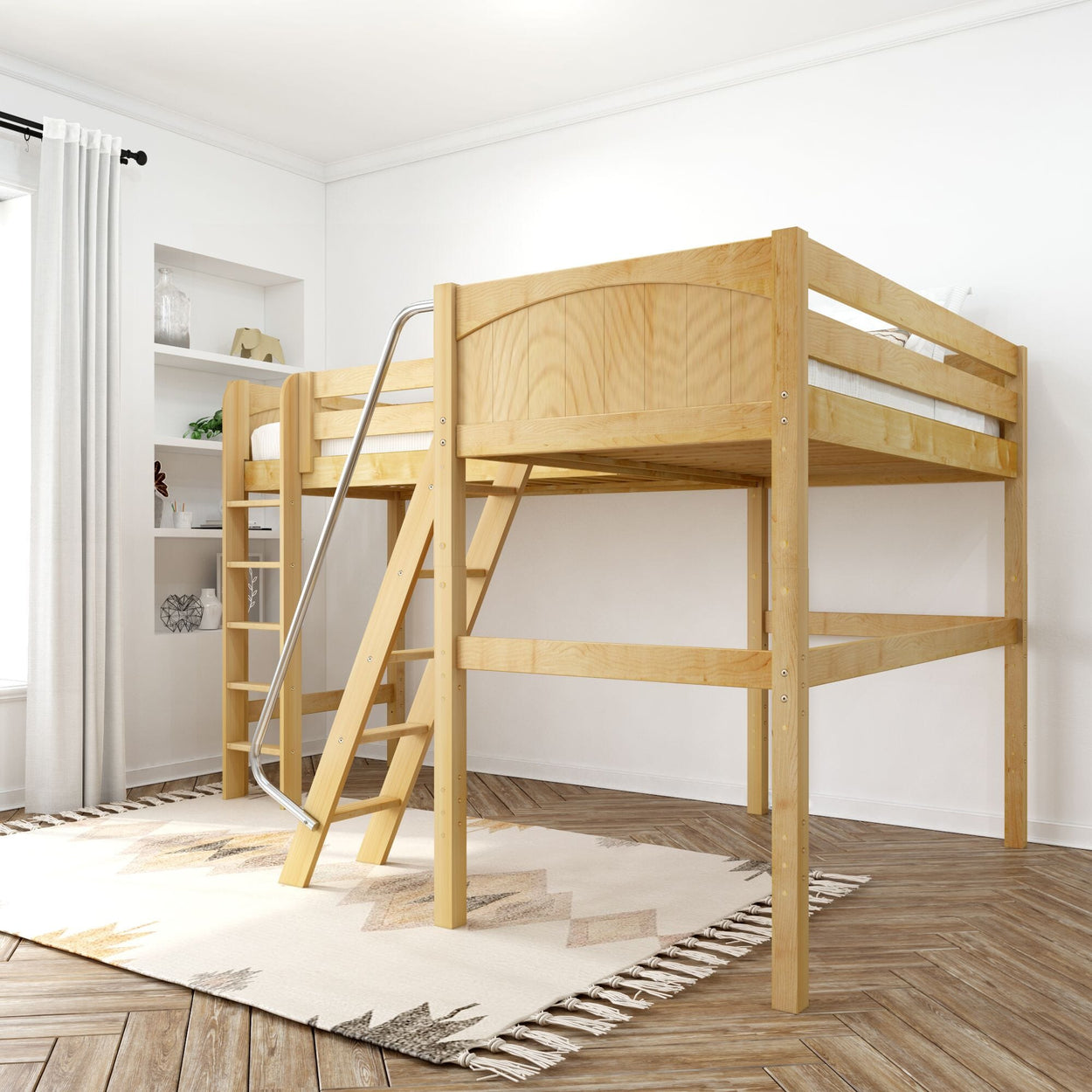 HIGHRISE NP : Corner Loft Bed Twin High Corner Loft Bed, Panel, Natural