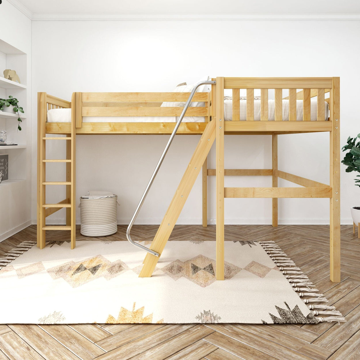 HIGHRISE NS : Corner Loft Bed Twin High Corner Loft Bed, Slat, Natural