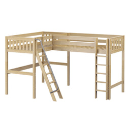 HIGHRISE NS : Corner Loft Bed Twin High Corner Loft Bed, Slat, Natural