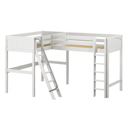 HIGHRISE WP : Corner Loft Beds Twin High Corner Loft Bed, Panel, White