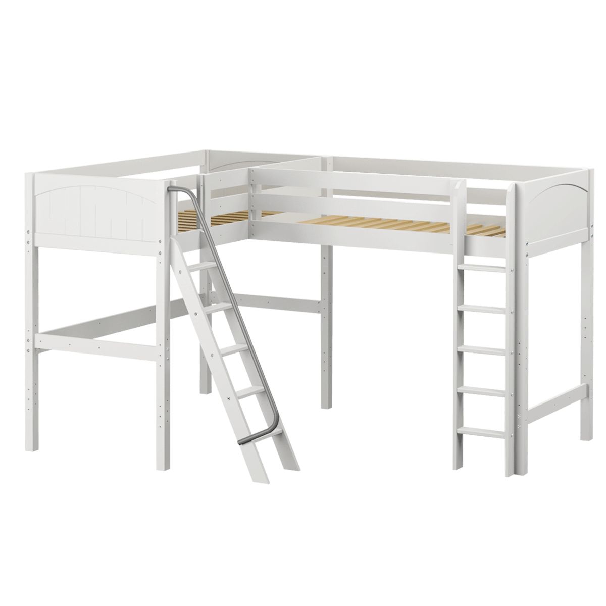 HIGHRISE WP : Corner Loft Bed Twin High Corner Loft Bed, Panel, White