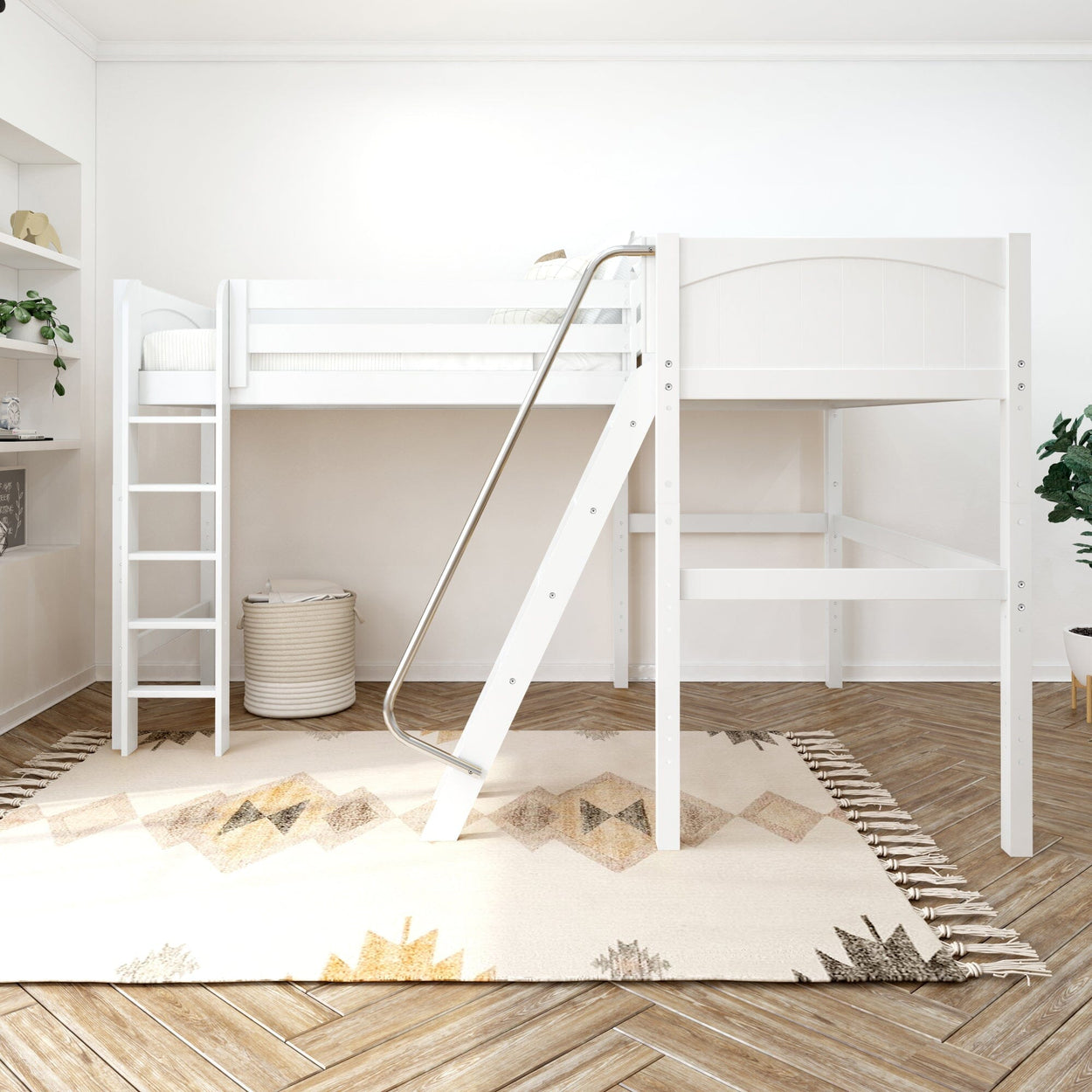 HIGHRISE WP : Corner Loft Bed Twin High Corner Loft Bed, Panel, White