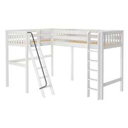 HIGHRISE WS : Corner Loft Beds Twin High Corner Loft Bed, Slat, White