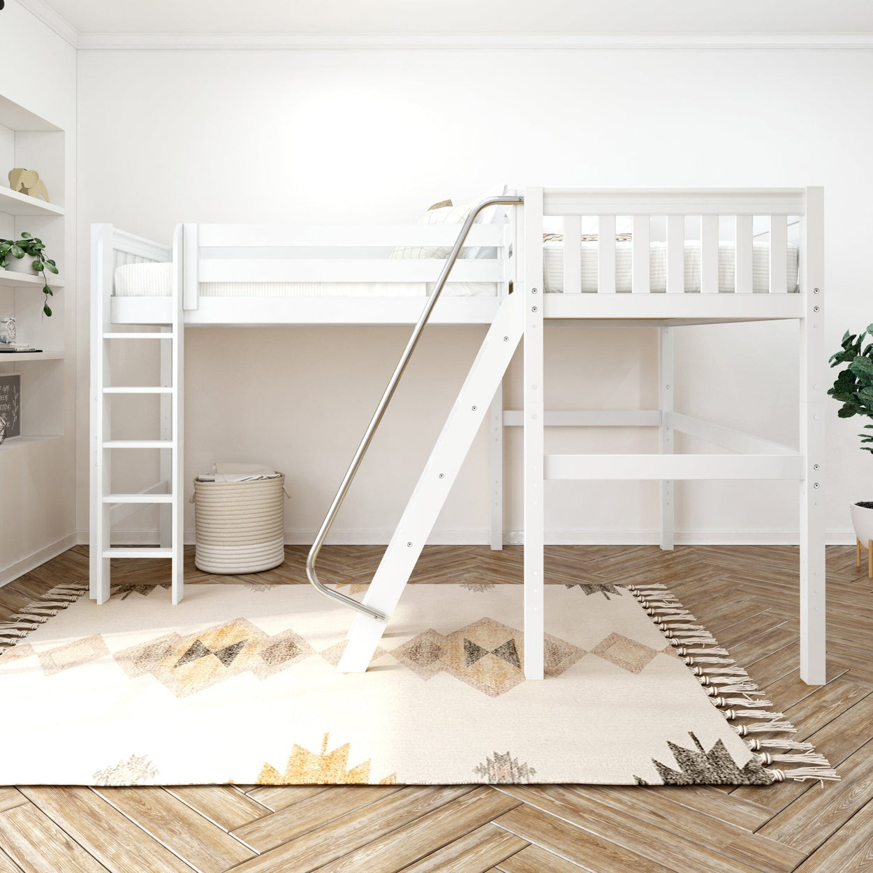 HIGHRISE WS : Corner Loft Bed Twin High Corner Loft Bed, Slat, White