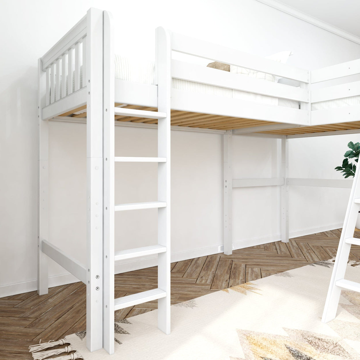 HIGHRISE WS : Corner Loft Bed Twin High Corner Loft Bed, Slat, White