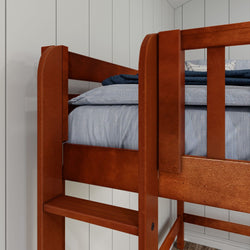 HIGHRISE XL 1 CP : Corner Loft Bed Twin XL High Corner Loft Bed with Ladders on Ends, Panel, Chestnut