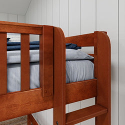 HIGHRISE XL 1 CP : Corner Loft Bed Twin XL High Corner Loft Bed with Ladders on Ends, Panel, Chestnut