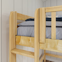 HIGHRISE XL 1 NP : Corner Loft Beds Twin XL High Corner Loft Bed with Ladders on Ends, Panel, Chestnut