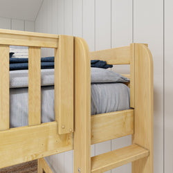 HIGHRISE XL 1 NP : Corner Loft Bed Twin XL High Corner Loft Bed with Ladders on Ends, Panel, Chestnut