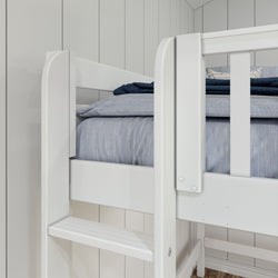 HIGHRISE XL 1 WP : Corner Loft Beds Twin XL High Corner Loft Bed with Ladders on Ends, Panel, Chestnut