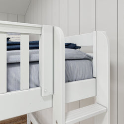 HIGHRISE XL 1 WS : Corner Loft Bed Twin XL High Corner Loft Bed with Ladders on Ends, Slat, White