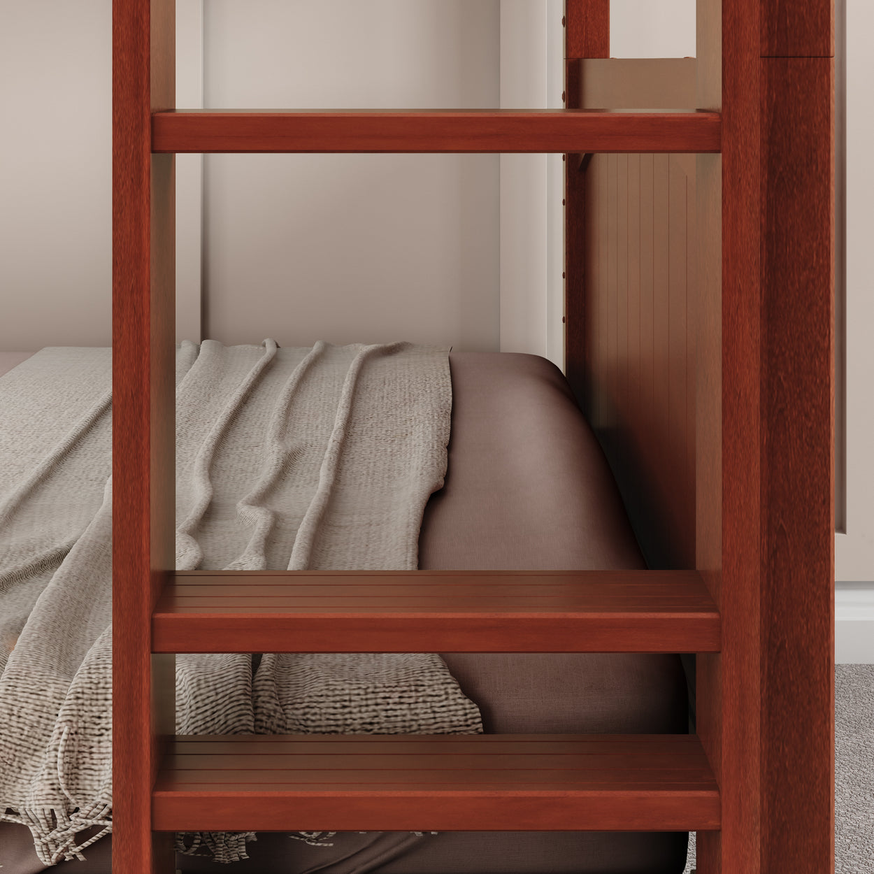 HIPHIP CP : Bunk Bed Full Medium Bunk Bed with Slide and Straight Ladder on Front, Panel, Chestnut