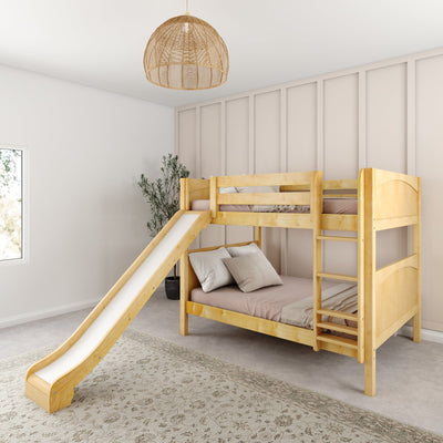 HIPHIP NP : Play Bunk Beds Full Medium Bunk Bed with Slide and Straight Ladder on Front, Panel, Natural