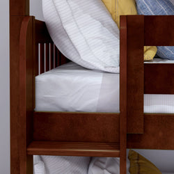 HOLY CS : Triple Bunk Twin Triple Bunk Bed with Straight Ladders on Front, Slat, Chestnut