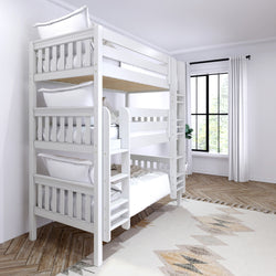 HOLY XL WS : Multiple Bunk Beds Twin XL Triple Bunk Bed with Straight Ladders on Front, Slat, White