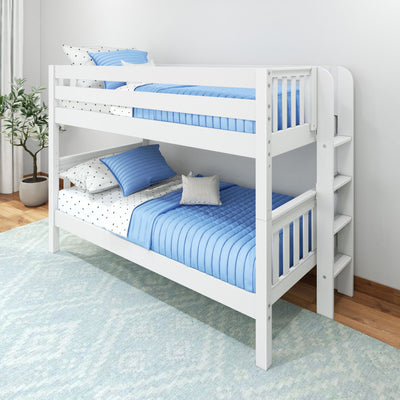 HOTSHOT 1 WS : Bunk Bed Low Bunk w/ Straight Ladder on End (Low/Low), Slat, White