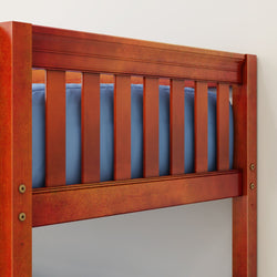 HOTSHOT CS : Bunk Bed Twin Low Bunk Bed with Straight Ladder on Front, Slat, Chestnut