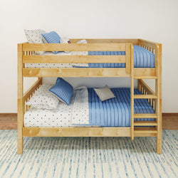 HOTSHOT NS : Bunk Bed Twin Low Bunk Bed with Straight Ladder on Front, Slat, Natural