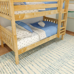 HOTSHOT NS : Bunk Bed Twin Low Bunk Bed with Straight Ladder on Front, Slat, Natural