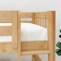 HOTSHOT NS : Bunk Bed Twin Low Bunk Bed with Straight Ladder on Front, Slat, Natural